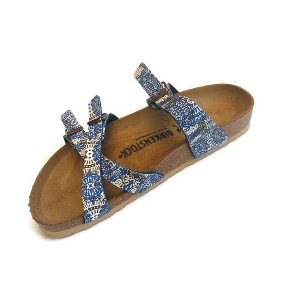 Birkenstock Womens Size 7 Franca Birko-Flor Sandals Kenja Blue Narrow Fit EU 38 - Picture 3 of 10